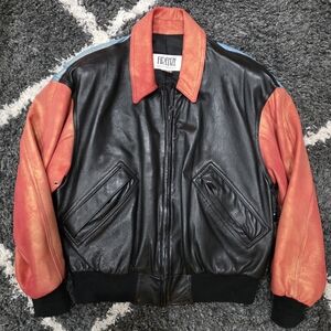 Vintage Firenze Santa Barbara Jacket 100% Leather 80's Retro Rocker Biker Sz L